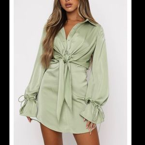 White Fox Boutique Green Silk Dress